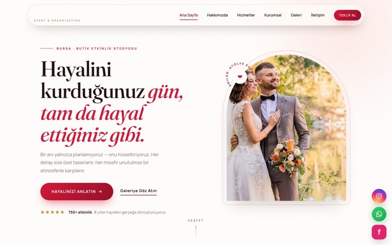 Atölye Event hazır web sitesi teması ana sayfa önizlemesi