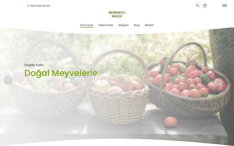 Bereketli Bahçe web sitesi ana sayfa önizlemesi