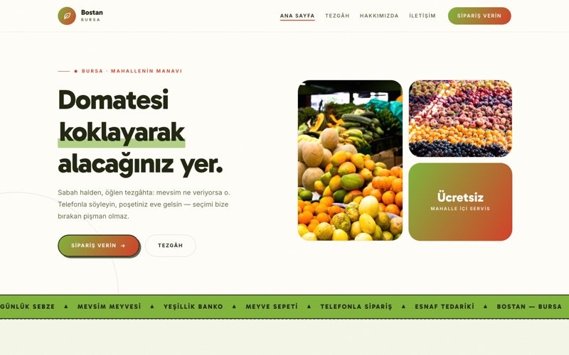 Bostan Manav hazır web sitesi teması ana sayfa önizlemesi