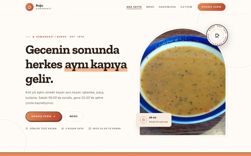 Buğu İşkembe Salonu hazır web sitesi teması ana sayfa önizlemesi