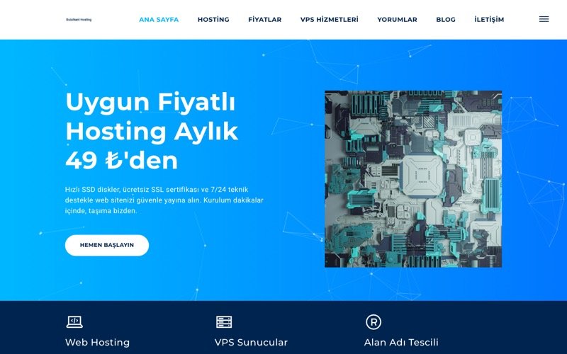 Bulutkent Hosting web sitesi ana sayfa önizlemesi