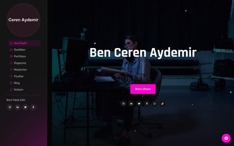Ceren Aydemir web sitesi ana sayfa önizlemesi