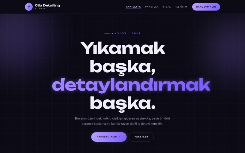 Cila Oto Detailing hazır web sitesi teması ana sayfa önizlemesi