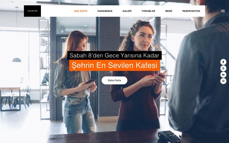 Çınaraltı Kafe web sitesi ana sayfa önizlemesi