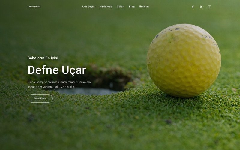 Defne Uçar Golf web sitesi ana sayfa önizlemesi