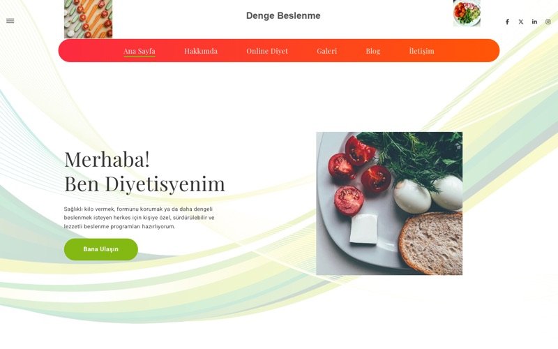 Denge Beslenme Merkezi web sitesi ana sayfa önizlemesi