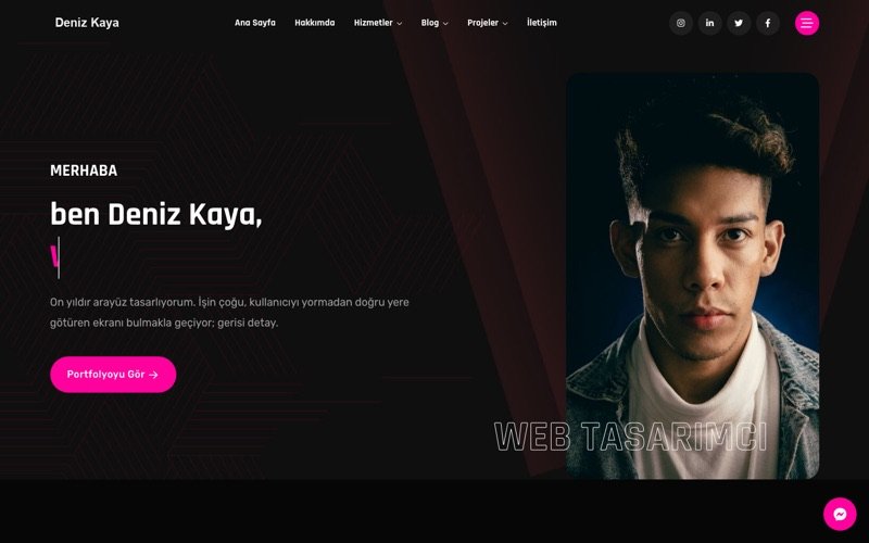 Deniz Kaya web sitesi ana sayfa önizlemesi