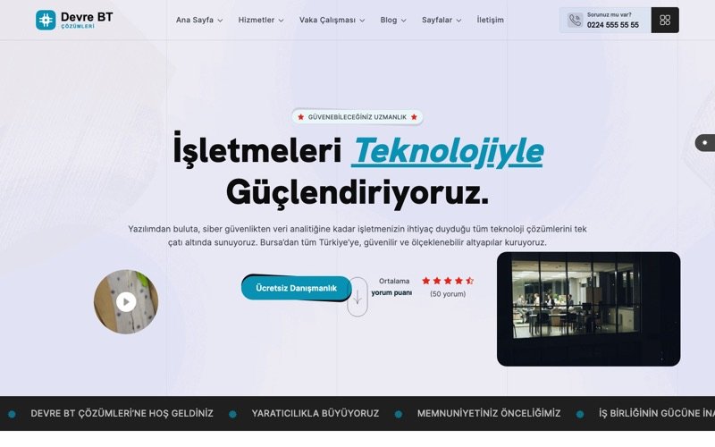 Devre BT web sitesi ana sayfa önizlemesi