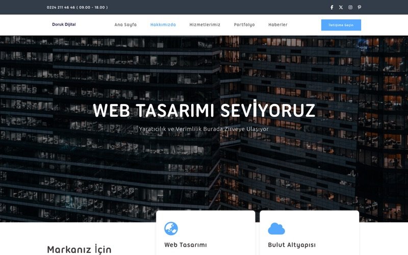 Doruk Dijital web sitesi ana sayfa önizlemesi