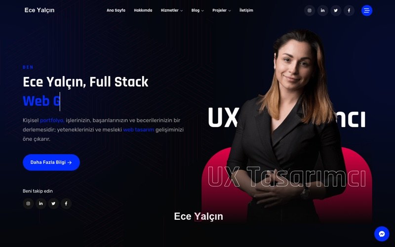 Ece Yalçın web sitesi ana sayfa önizlemesi