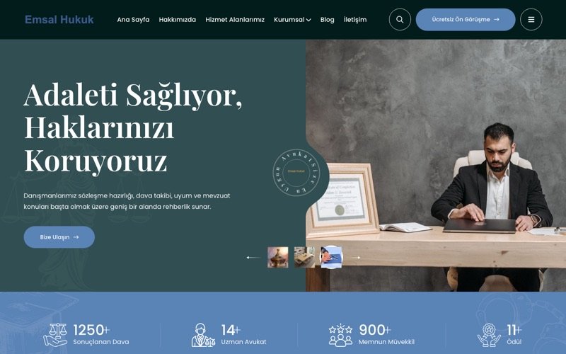 Emsal Hukuk Bürosu web sitesi ana sayfa önizlemesi