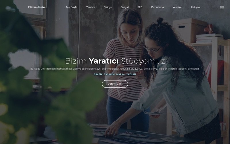 Fikirhane Stüdyo web sitesi ana sayfa önizlemesi