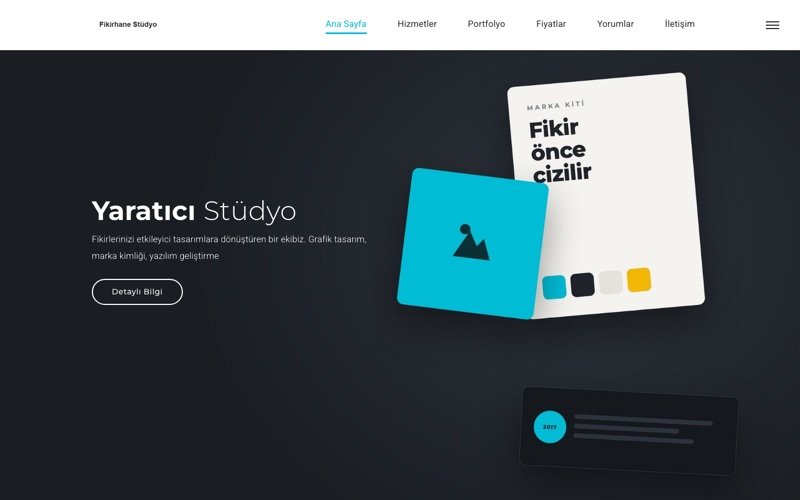 Fikirhane Stüdyo web sitesi ana sayfa önizlemesi