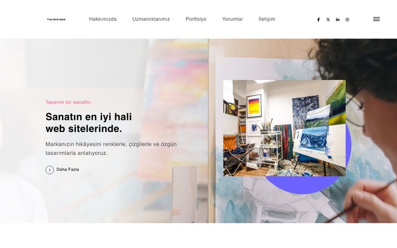 Fırça Sanat Ajansı web sitesi ana sayfa önizlemesi