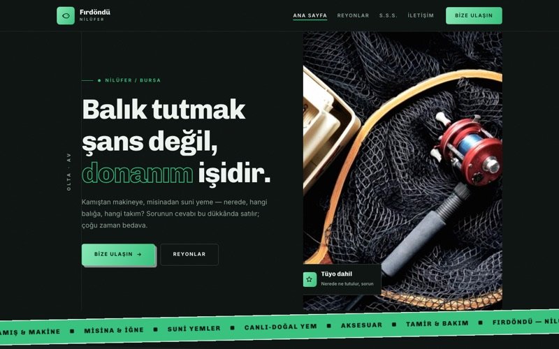 Fırdöndü Av Marketi hazır web sitesi teması ana sayfa önizlemesi
