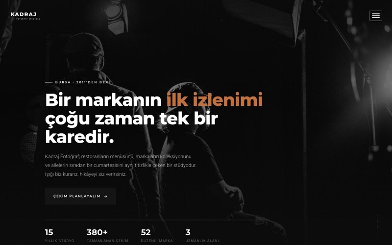 Kadraj Fotoğraf web sitesi ana sayfa önizlemesi
