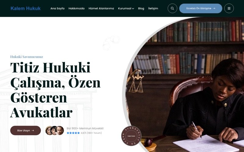 Kalem Hukuk Bürosu web sitesi ana sayfa önizlemesi