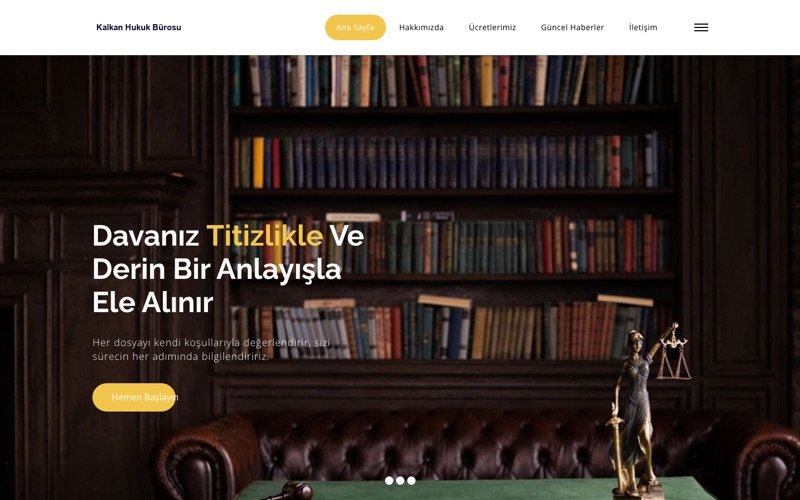 Kalkan Hukuk Bürosu web sitesi ana sayfa önizlemesi