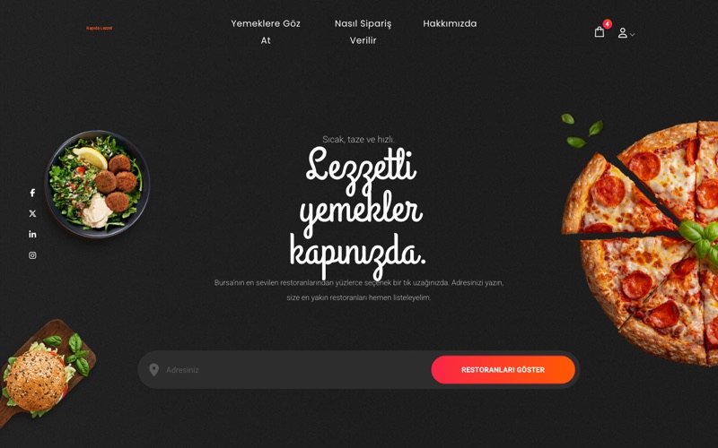 Kapıda Lezzet web sitesi ana sayfa önizlemesi