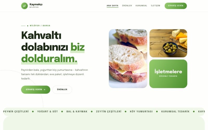 Kaymakçı Süt Ürünleri hazır web sitesi teması ana sayfa önizlemesi