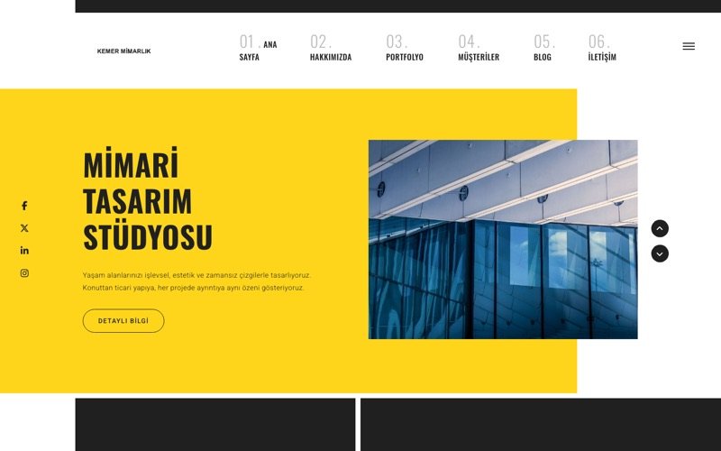 Kemer Mimarlık web sitesi ana sayfa önizlemesi