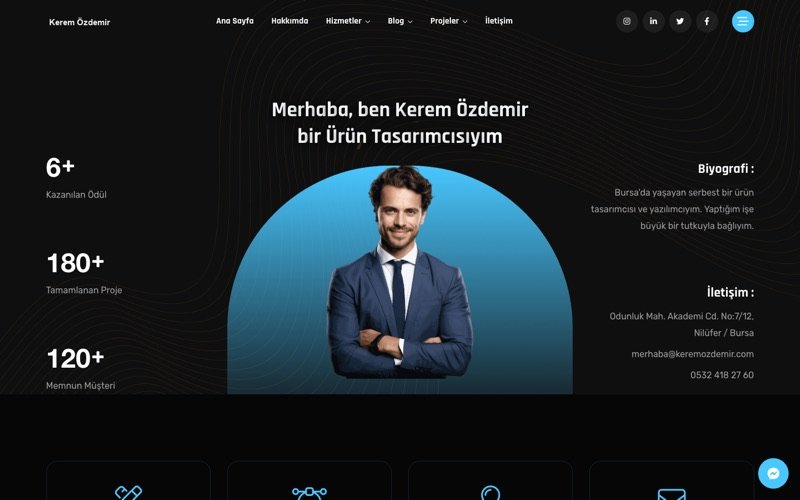 Kerem Özdemir web sitesi ana sayfa önizlemesi