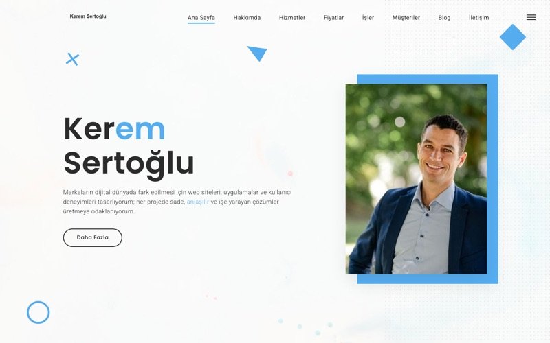 Kerem Sertoğlu web sitesi ana sayfa önizlemesi