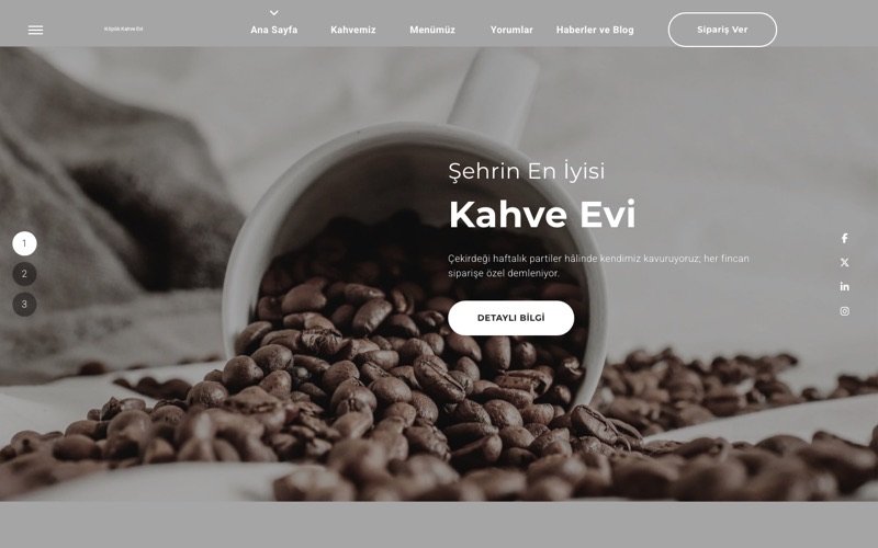 Köpük Kahve Evi web sitesi ana sayfa önizlemesi