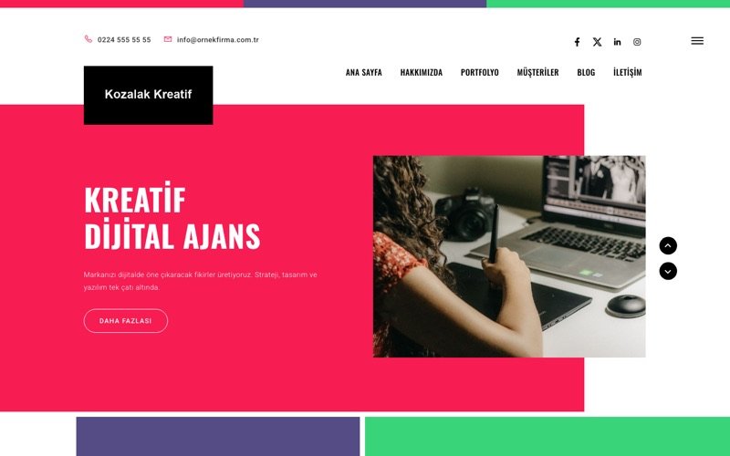 Kozalak Kreatif web sitesi ana sayfa önizlemesi