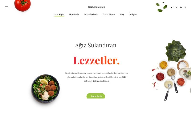 Közbaşı Mutfak web sitesi ana sayfa önizlemesi