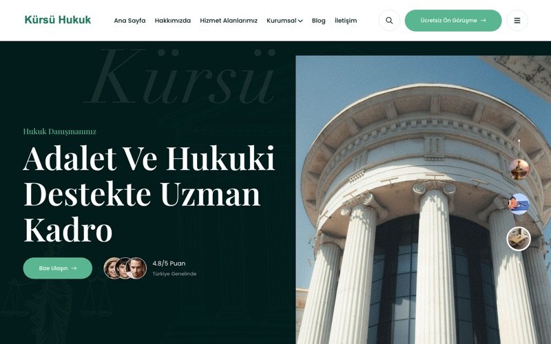 Kürsü Hukuk Bürosu web sitesi ana sayfa önizlemesi
