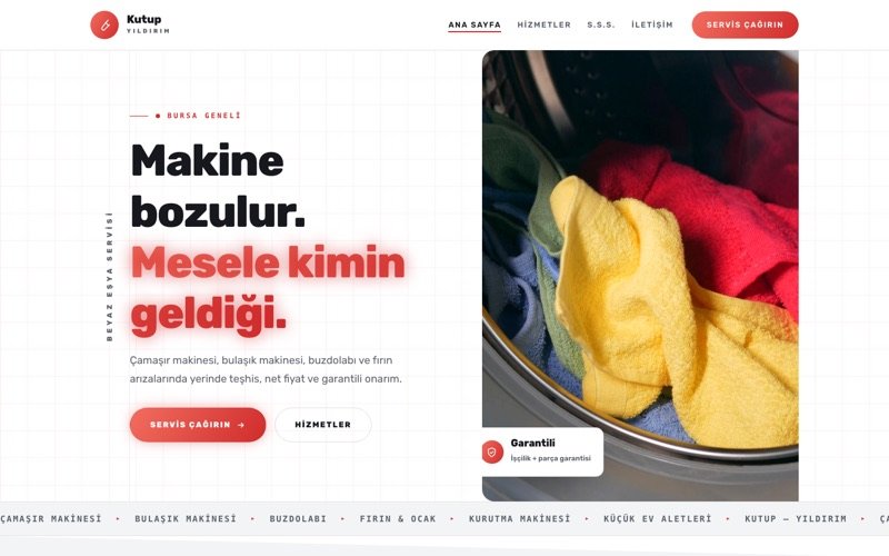 Kutup Beyaz Eşya Servisi hazır web sitesi teması ana sayfa önizlemesi