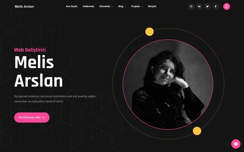 Melis Arslan web sitesi ana sayfa önizlemesi