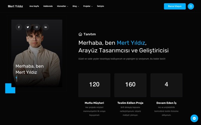 Mert Yıldız web sitesi ana sayfa önizlemesi