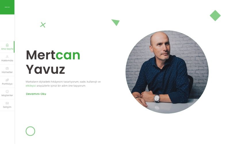 Mertcan Yavuz web sitesi ana sayfa önizlemesi