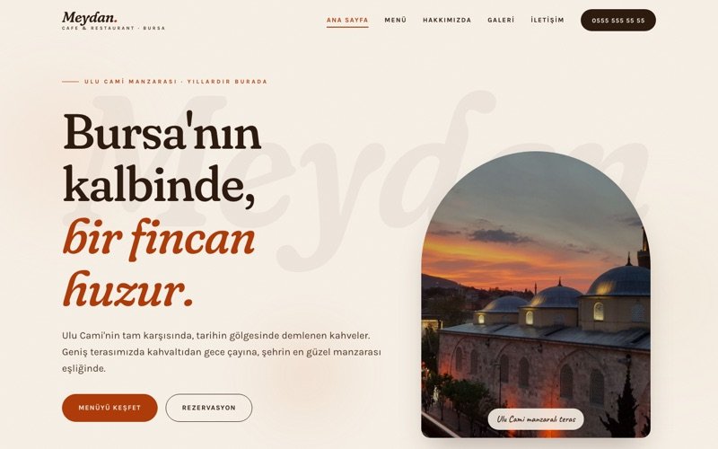 Meydan Cafe & Restaurant hazır web sitesi teması ana sayfa önizlemesi