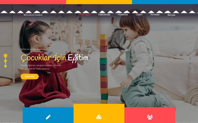 Minik Adımlar Kreş web sitesi ana sayfa önizlemesi