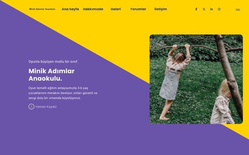 Minik Adımlar web sitesi ana sayfa önizlemesi