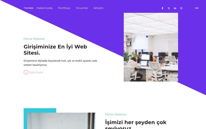 Minimal Girişim web sitesi ana sayfa önizlemesi