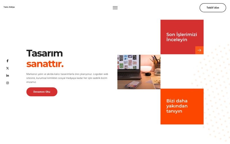 Minimal Kreatif web sitesi ana sayfa önizlemesi
