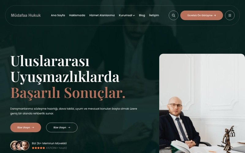Müdafaa Hukuk Bürosu web sitesi ana sayfa önizlemesi