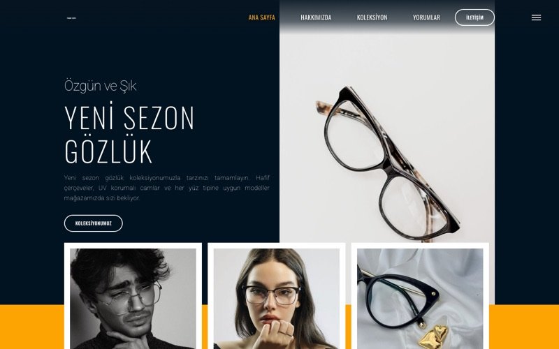 Nazar Optik web sitesi ana sayfa önizlemesi