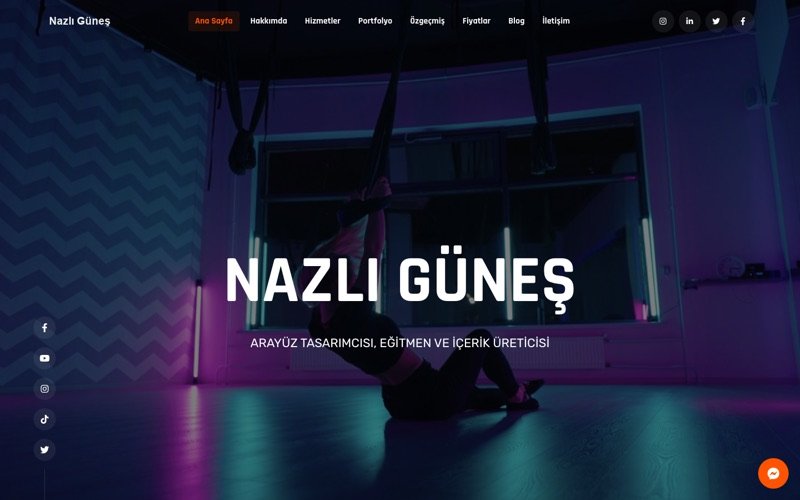 Nazlı Güneş web sitesi ana sayfa önizlemesi