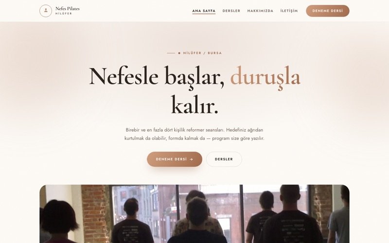 Nefes Pilates Stüdyosu hazır web sitesi teması ana sayfa önizlemesi