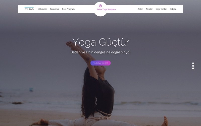 Nefes Yoga Stüdyosu web sitesi ana sayfa önizlemesi
