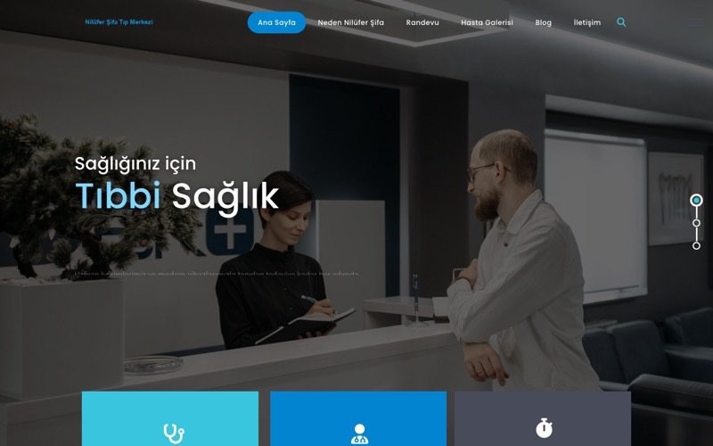 Nilüfer Şifa Tıp Merkezi web sitesi ana sayfa önizlemesi