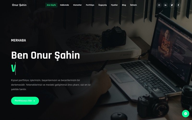Onur Şahin web sitesi ana sayfa önizlemesi