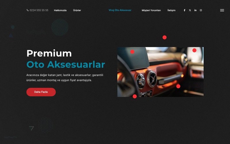 Oto Aksesuar web sitesi ana sayfa önizlemesi