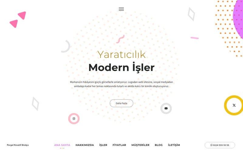 Pergel Kreatif web sitesi ana sayfa önizlemesi