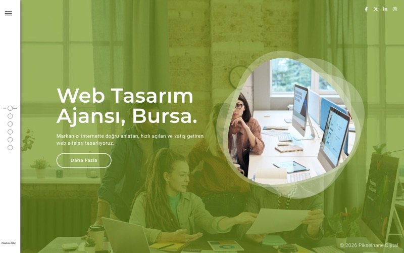 Pikselhane Dijital web sitesi ana sayfa önizlemesi
